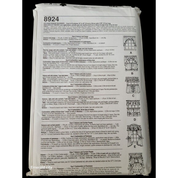 Vtg Simplicity 8924 Jiffy Valance Swag Cafe Curtains Curtain Panels 6 Pack Uncut - Picture 3 of 5